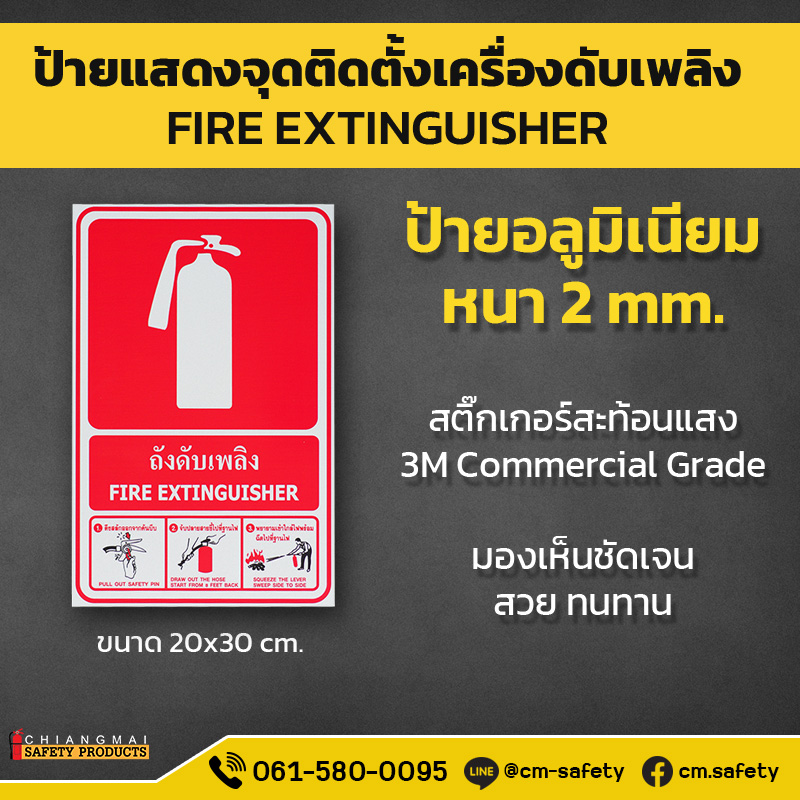 ป้ายอลูมิเนียม แสดงจุดติดตั้งถังดังเพลิง